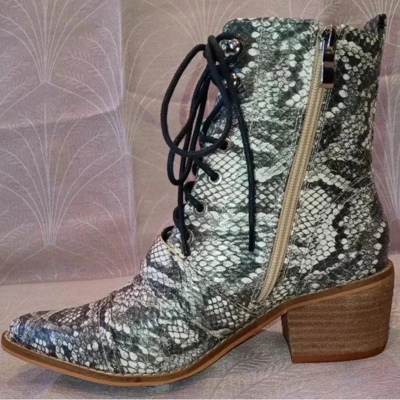 Vintage Havana Women Western Roper Ankle Boots Snakeskin Lace Up Pointy … - Picture 1 of 9